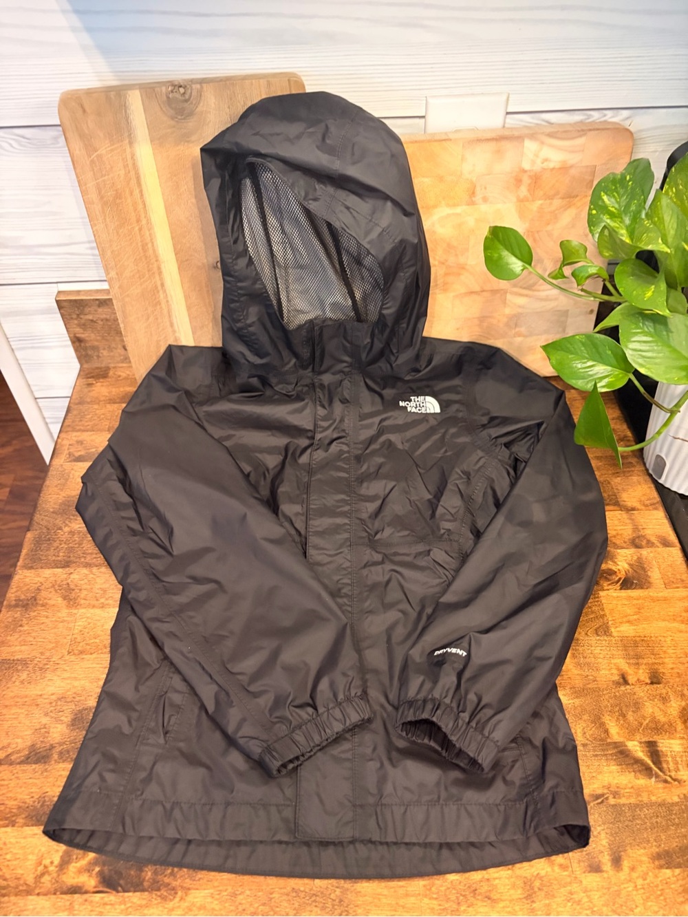 The North Face Kids Black Hooded Rain Jacket